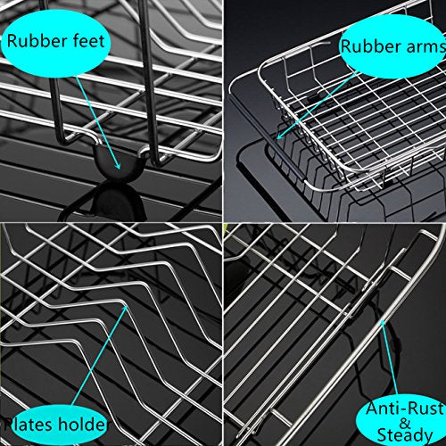 Expandable Dish Drying Rack Organizer and Utensil Cutlery Holder
