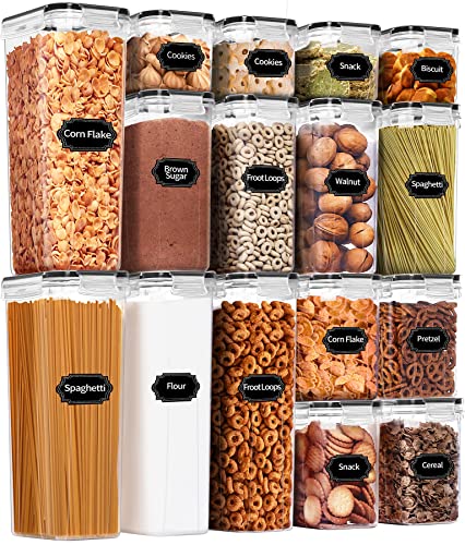 Airtight Food Storage Containers Set (Black-16 Piece)