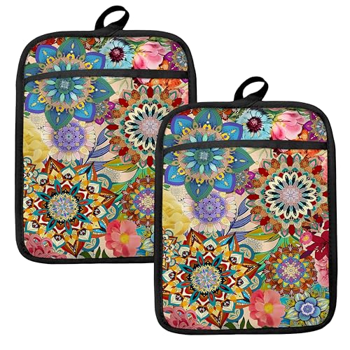 Boho Floral Oven Mitts Set (Haodh-6)