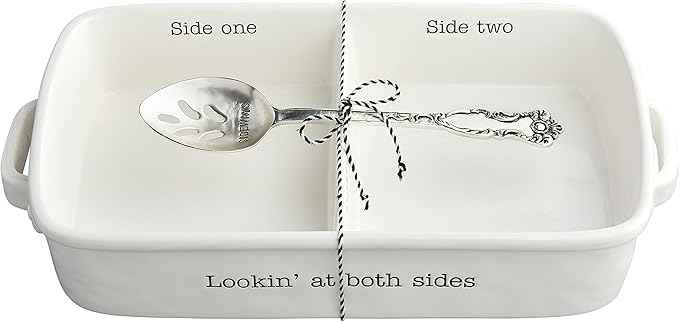 Mud Pie Circa Side Baker Set, White, 2.5" x 8" x 14"