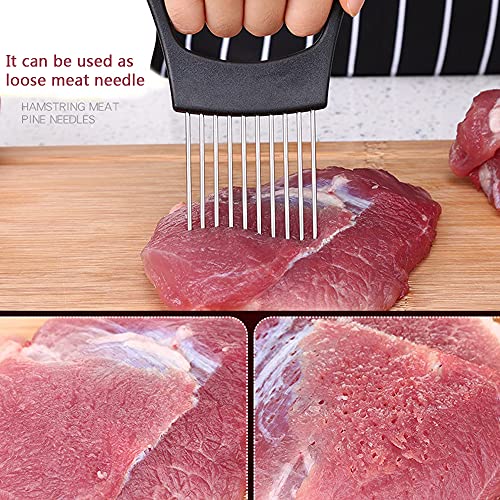 Onion Cut Tomato Slicer Lemon Handy Kitchen Slicing Tool With 10 Even Prongs For Onion Lemon Potato Tomato Slices And Can Be Used To Assist In Cutting Fish (Black)