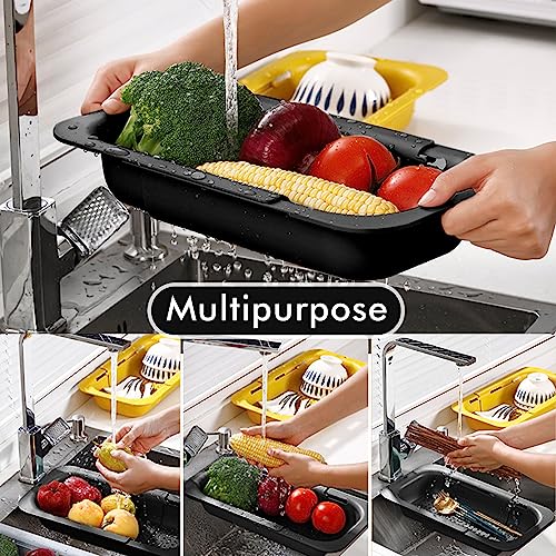 Collapsible Sink Colanders and Strainers Basket Extendable Plastic Fruit Vegetable Strainer Drainer Basket for Kitchen
