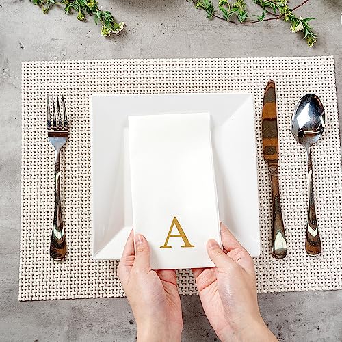 Paper Rectangle Gold Letter A Linen (Gold / 2000 Count / A)