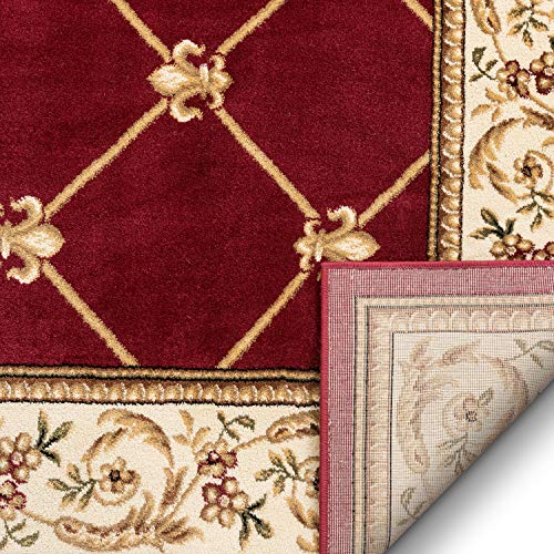 Patrician Trellis Red French European Formal Traditional 5X7 (5'3" x 7'3" (Rectangular) / Red)