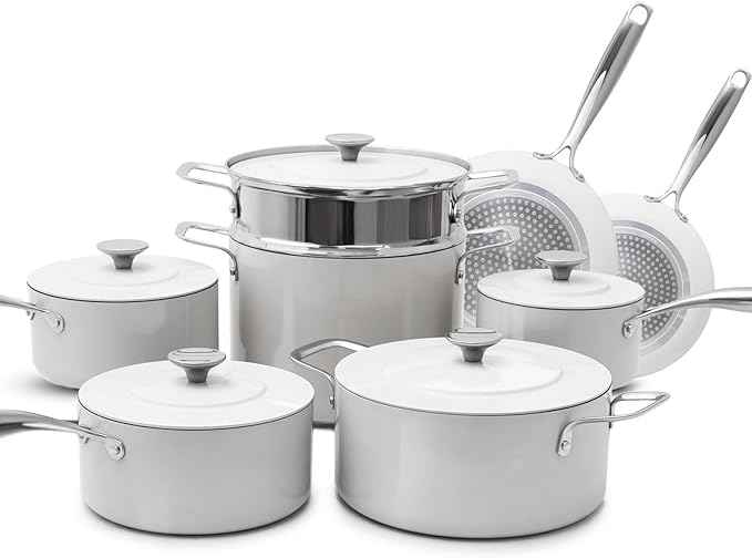 Nuwave Lux 13-Piece Premium Cookware Collection, Next-Generation G11 Duralon Blue Ceramic Nonstick, Ultra Durable, PFAS-Free, Lightweight & Works on All Cooktops