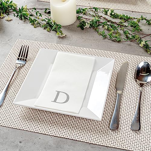 Silver D White Linen Feel Guest Towel Napkin (Silver / 2000 Count / D)