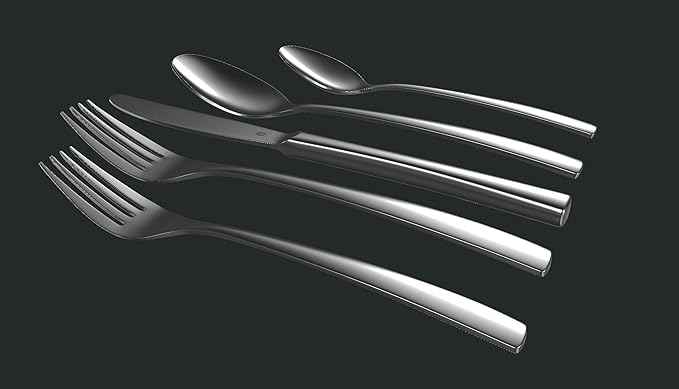 Modern Sleek Silverware Set - 18/10 Stainless Steel Flatware Set for Elegant Dining - Dishwasher Safe Cutlery Set - Built to Last Commitment (40-Piece)