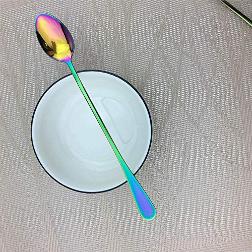 10 Piece Long Handle Iced Tea Spoon (10 Pieces Rainbow)