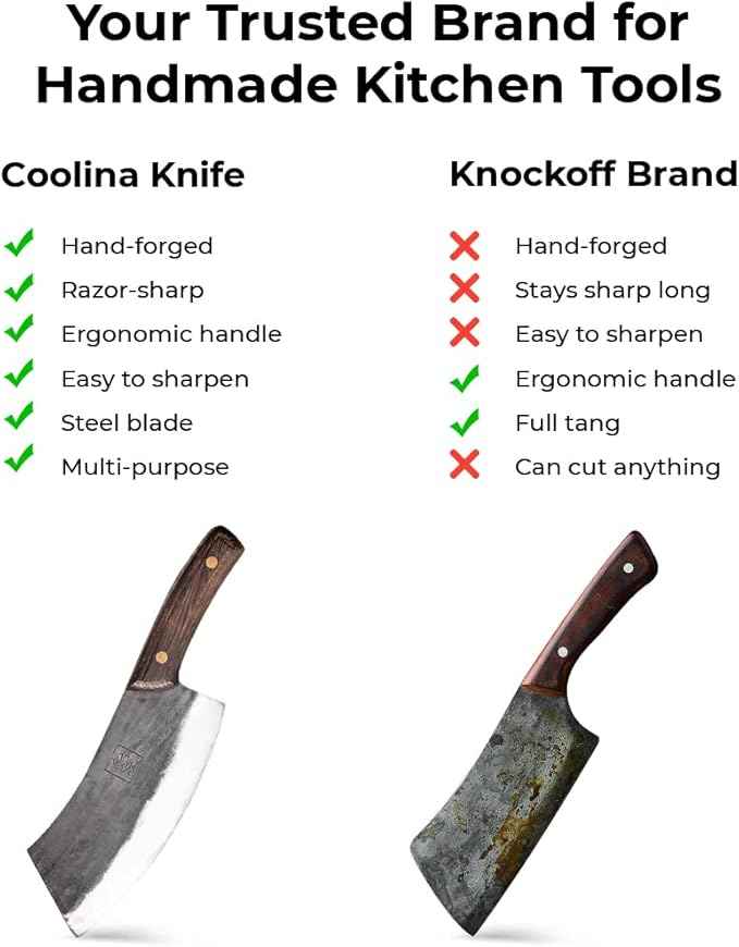 COOLINA Altomino Handmade Chef Knife, 7.1 in High Manganese Clad Steel Blade, for Slicing Meat and Vegetables