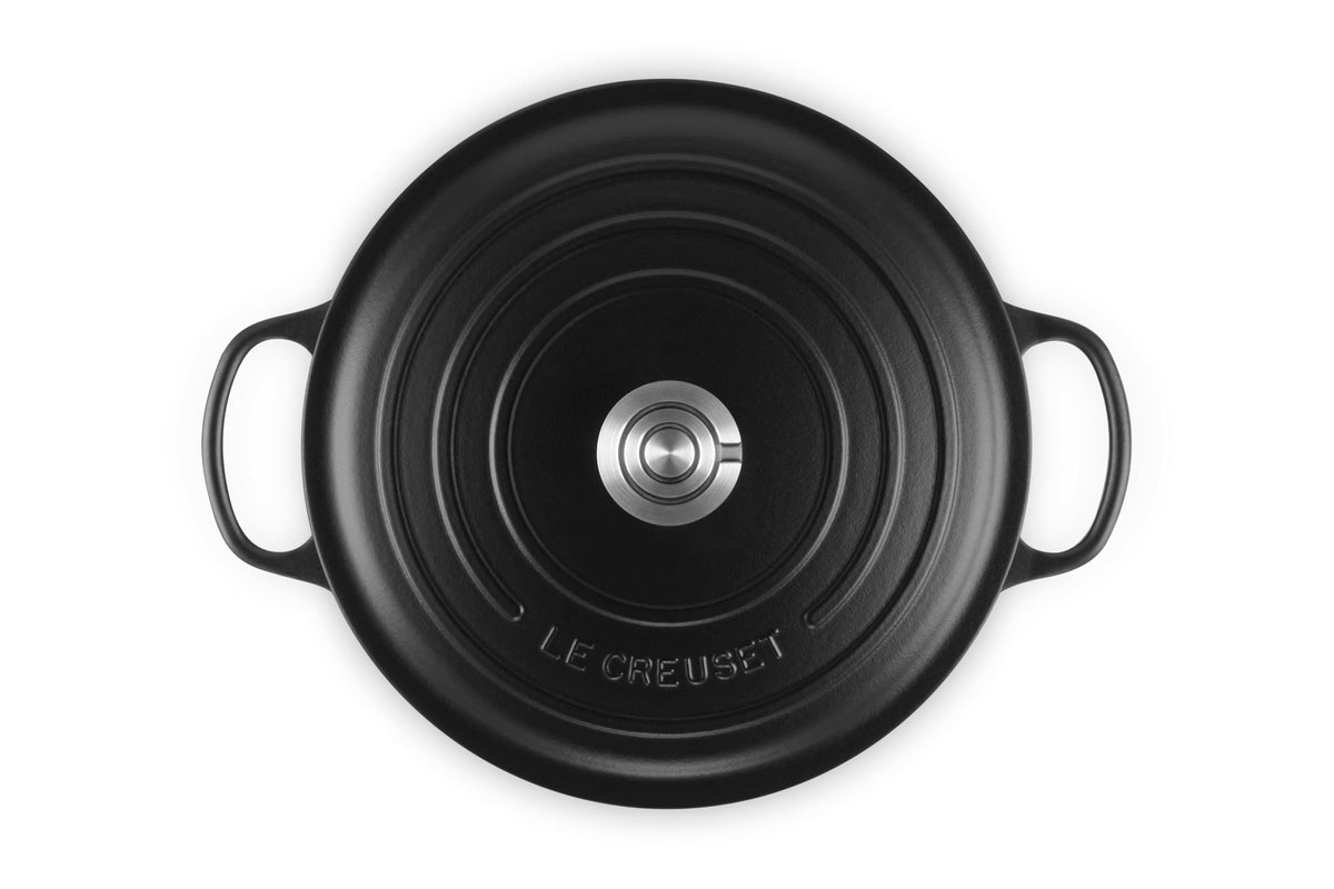 Enameled Cast Iron Round Dutch Oven (Licorice/Crucible Knob / 7.25 Qt)