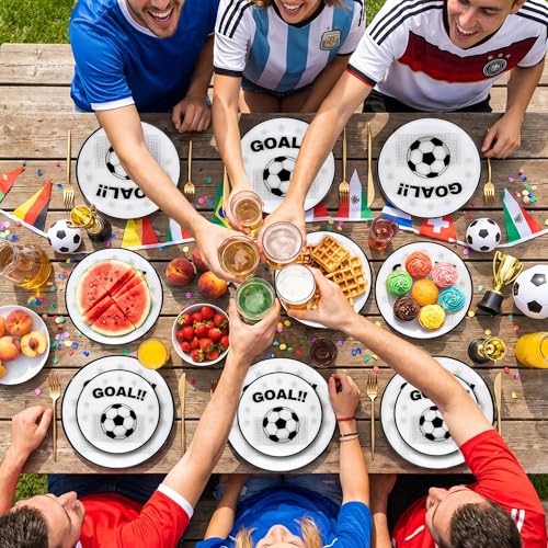 20 White Plastic Soccer Plates (20 Pieces / White)