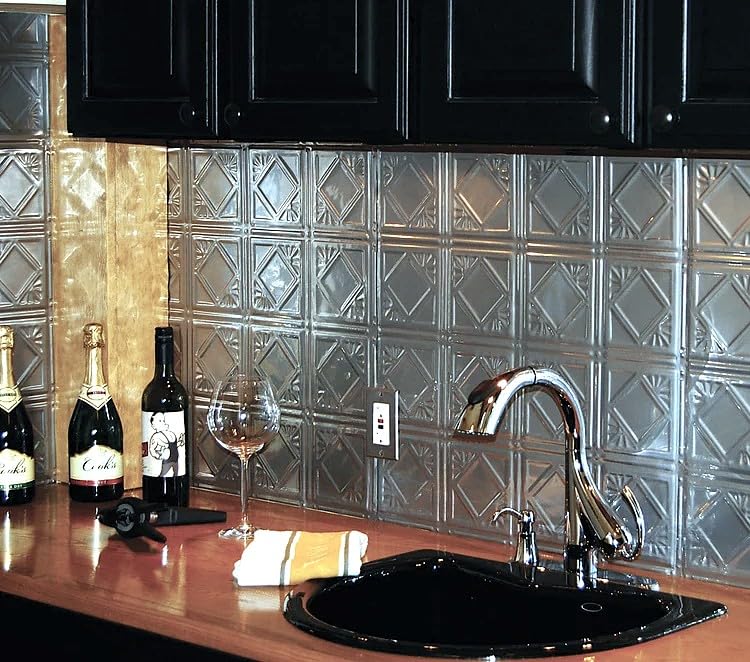 Tin Backsplash [5 (Pattern #19 / Brushed Satin Nickel)