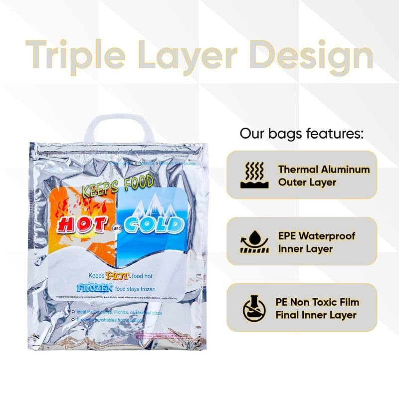 Hot and Cold Insulated Bags for Food Delivery (Large (Meal and Grocery Size))