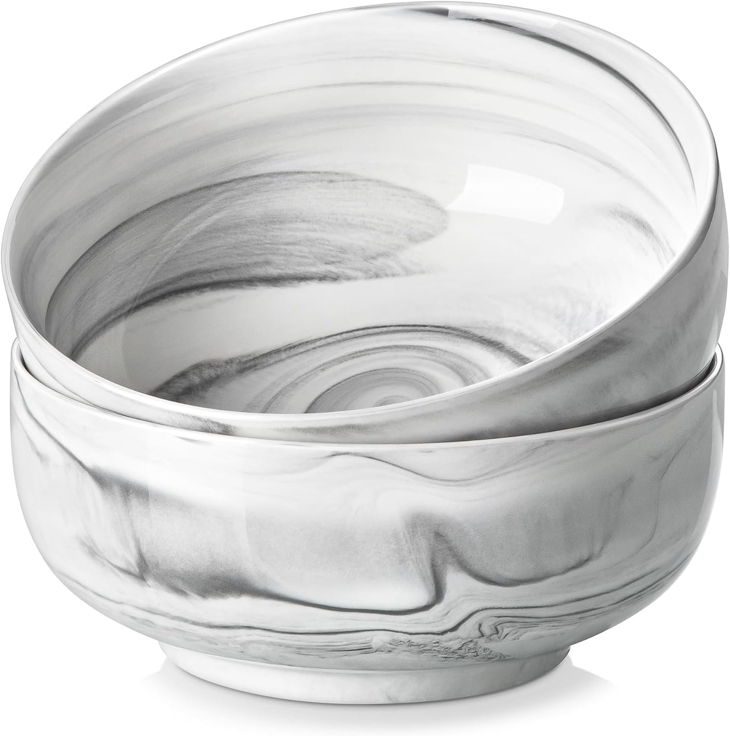 MALACASA Large Soup Bowls Set, 44 OZ (7") Salad Bowls Cereal Bowls Set of 2,Marble Grey Ceramic Bowls for Kitchen, Dishwasher & Microwave Safe, Series REGULAR