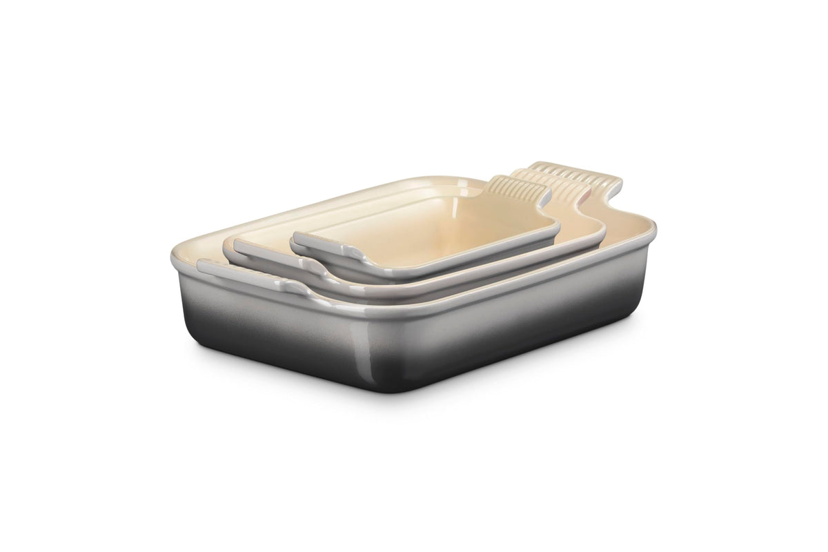 Stoneware Heritage Rectangular Baking Dish (3-Piece Dish Set / Oyster)