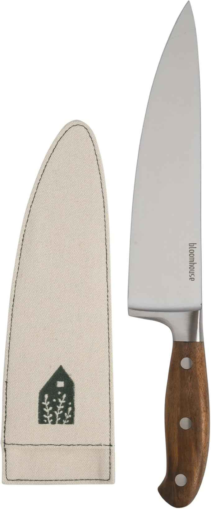 Bloomhouse 8 Inch German Steel Chef's Knife W/Walnut Wood Forged Handle