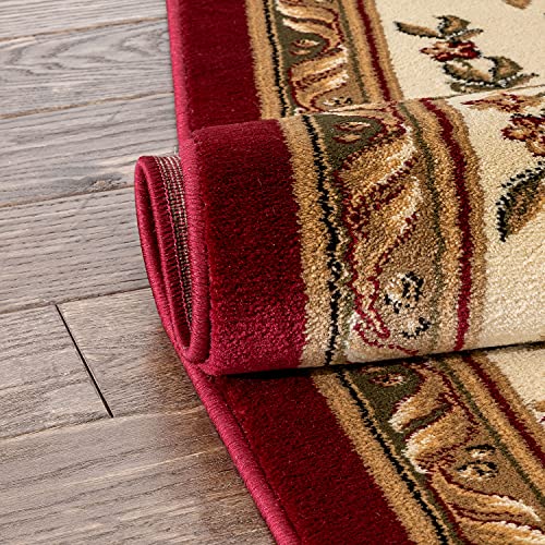 Pastoral Medallion Red French European Formal Traditional Area Rug (7'10" x 10'6" (Rectangular) / Red)