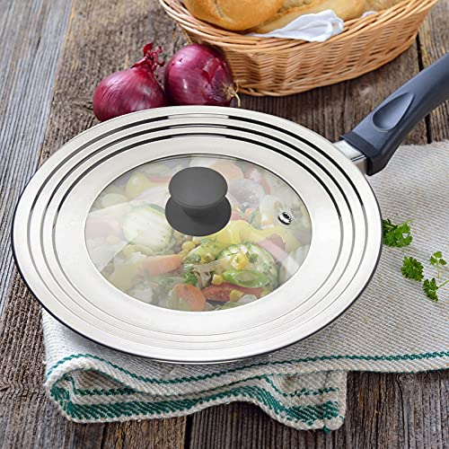 Universal Lid for Pots Pans and Skillets (Round Handle / Gray)