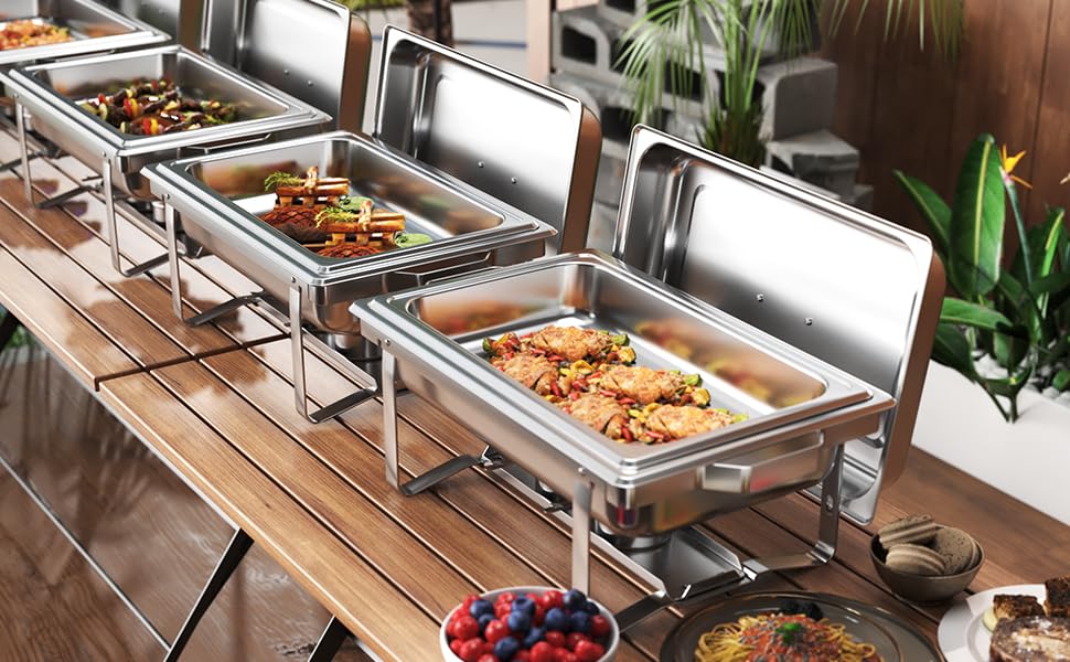 Chafing Dishes for Buffet 4 Pack (2 / Silver)