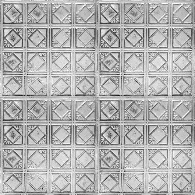 American Tin Ceilings Tin Backsplash [5-Pack with Trim Kit] in Pattern #19 and Silver Washed White Color 24" x 24" (20 Sq Ft) for Kitchens | Genuine Tin | Made in The USA | Model: kit5-b-p19-sww