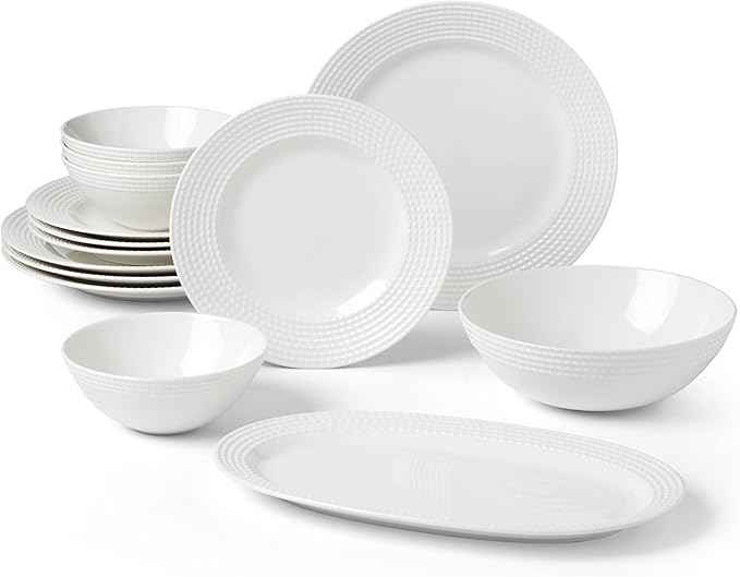 kate spade new york Wickford 14-Piece Dinnerware Set, 14 Count, White