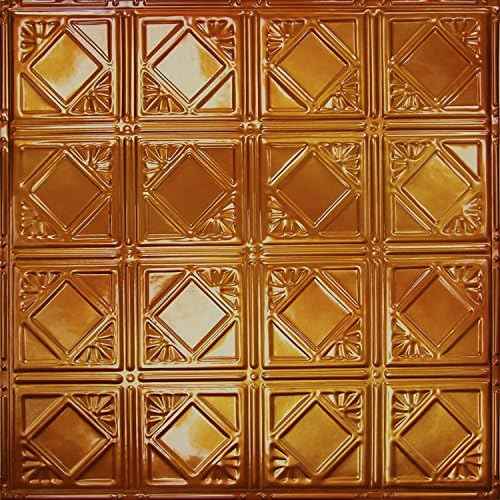 American Tin Ceilings [5 Pack] 100% Metal Tin Tiles Backsplash Kit - Pattern #19 Repeating Diamonds - Rustic Copper 24" x 24" | Perfect for Kitchens and Much More! | Kit5-b-p19-crt