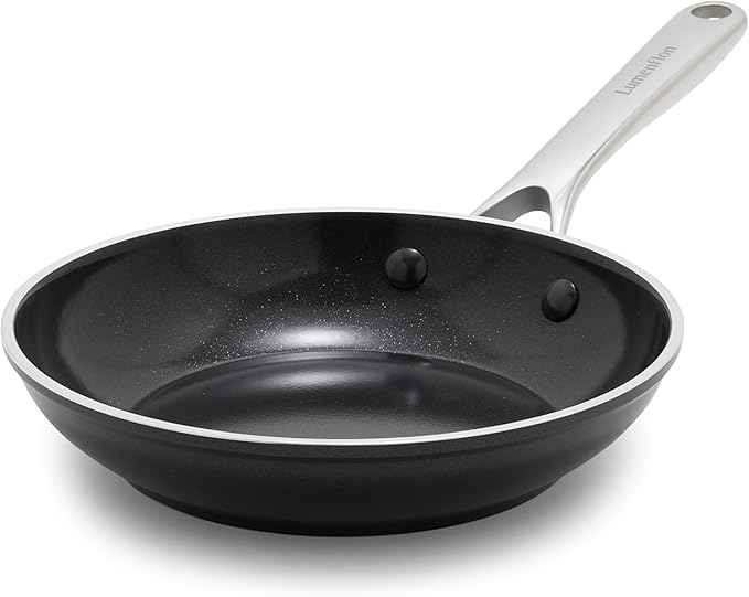 Orfeo 8” Nonstick Frying Pan Skillet, Made in Italy, Diamond Ceramic PFAS-Free Cookware, Induction Ready, Scratch Resistant, Laser-Fused Surface for Durability, Dishwasher Safe, Black