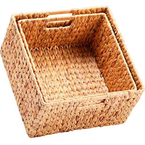 Water Hyacinth Storage Baskets for Organizing (13 x 13 x 7.5 inches / Natural (Water Hyacinth))