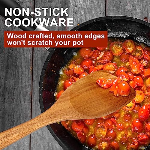 Wooden Spoons for Cooking Spatula Non Toxic Acacia Wood Kitchen Utensils (Corner Spoon)
