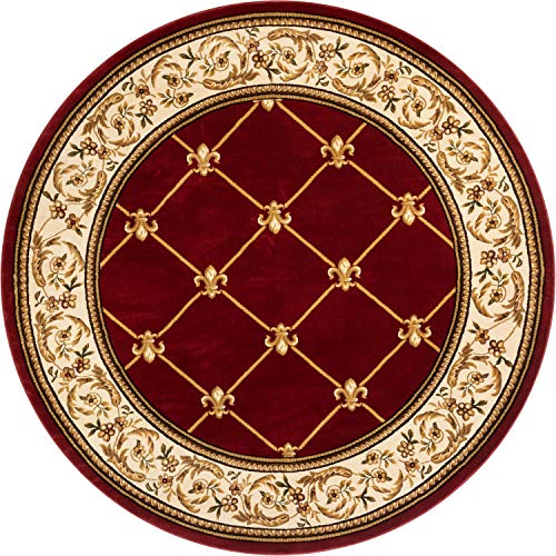 Patrician Trellis Red French European Formal Traditional 8 Round (7'10" (Round) / Red)