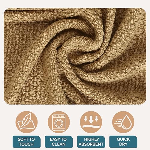 Kitchen Towel Set 8 Pc 4 Dish Towels for Kitchen (Terry - Beige / Kitchen Towel Set - 8 Pack)