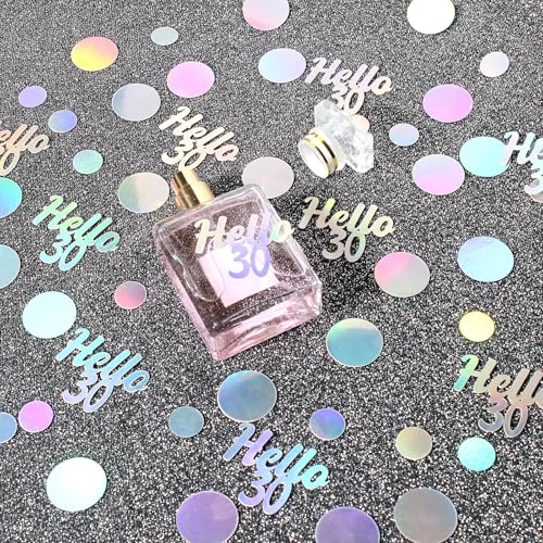 Hello 30 Birthday Confetti for Tables Iridescent Circle Dots Happy 30th Birthday Party Decorations for Her Women Thirty Years Old Birthday Table Scatters Confetti Decor Supplies 300PC (300 Count)