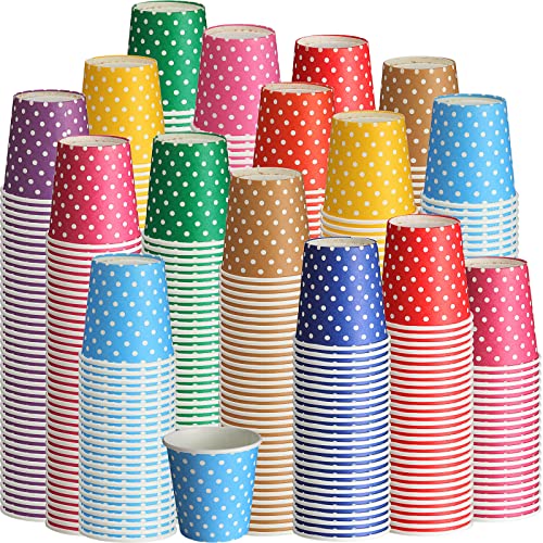 1000 Pcs Disposable Paper Cups Small (Dot / 2.36 inches x 2.4 inches x 1.73 inches, 5 oz)