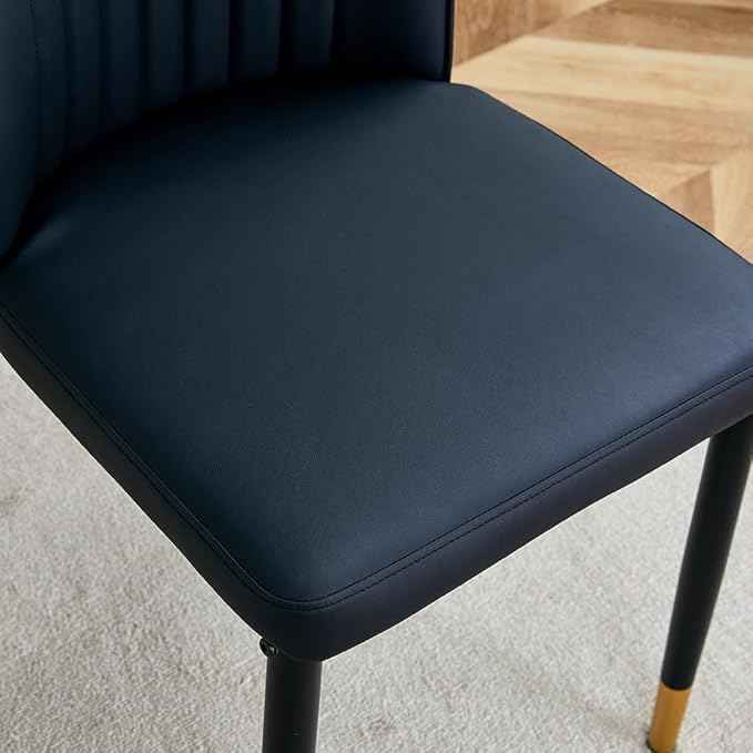 Modern Dining Chairs Set - 6 Black PU Leather Armless Chairs for Dinner Room, Office, Waiting Room