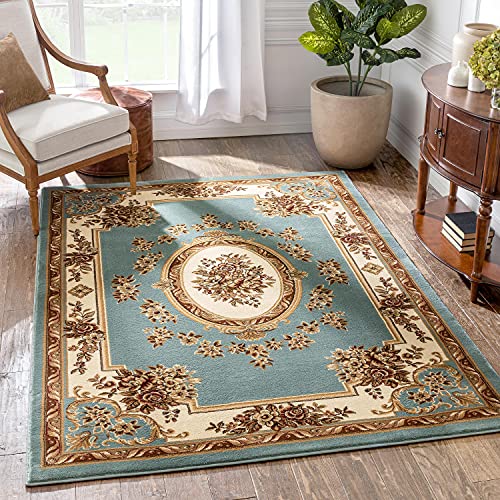 Timeless Collection Le Petit Palais Light Blue 11x15 Luxurious Traditional French Medallion Oriental Area Rug Perfect for Living Room Bedroom or Dining Room Easy (15' x 10'11" (Rectangular) / Light Blue)