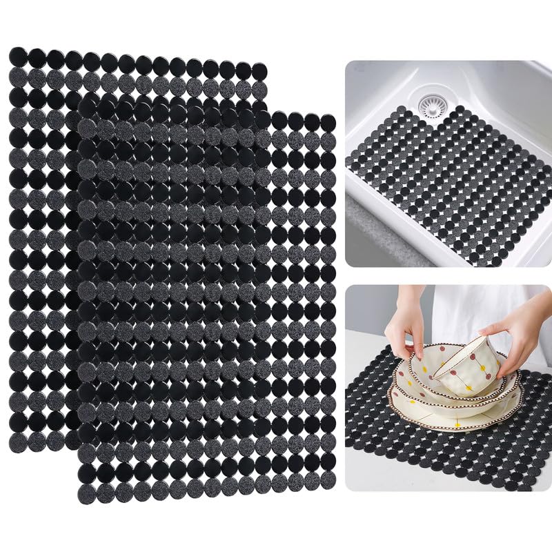 2 Pack Sink Mat for Kitchen Sink (Black)