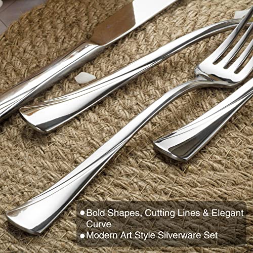 Alice 65 Piece Silverware Set Stainless Steel Flatware Set (4.99 Count)