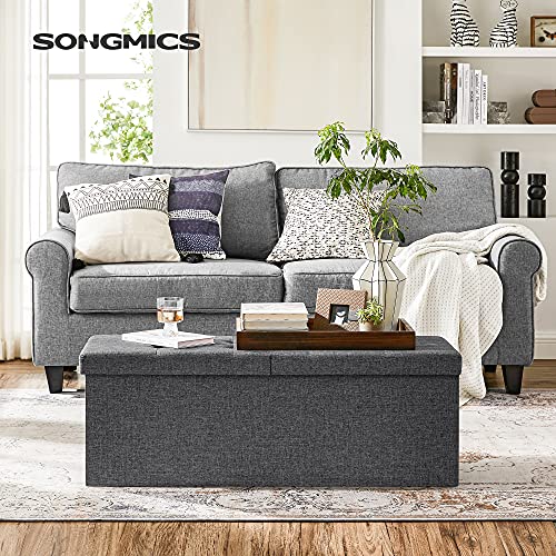 43.3 Inches Storage Ottoman (Dark Gray / 15"D x 43"W x 15"H (with Flipping Lid))
