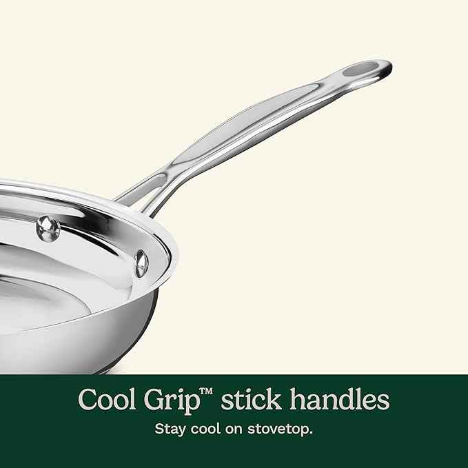 Cuisinart 17-Piece Stainless Steel Cookware Set, Chef's Classic Steel Collection with Pure Aluminum Core for Quick and Even Heat, Cool Grip Handles, Dishwasher Safe, 77-17N