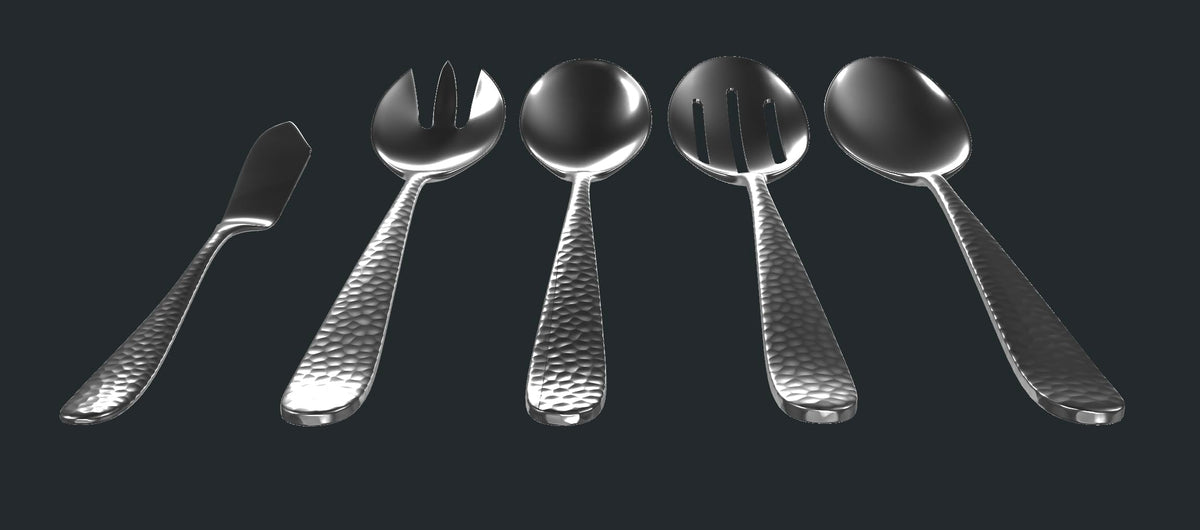 Hammered Serving Utensil Set (10-Piece Serving Set)
