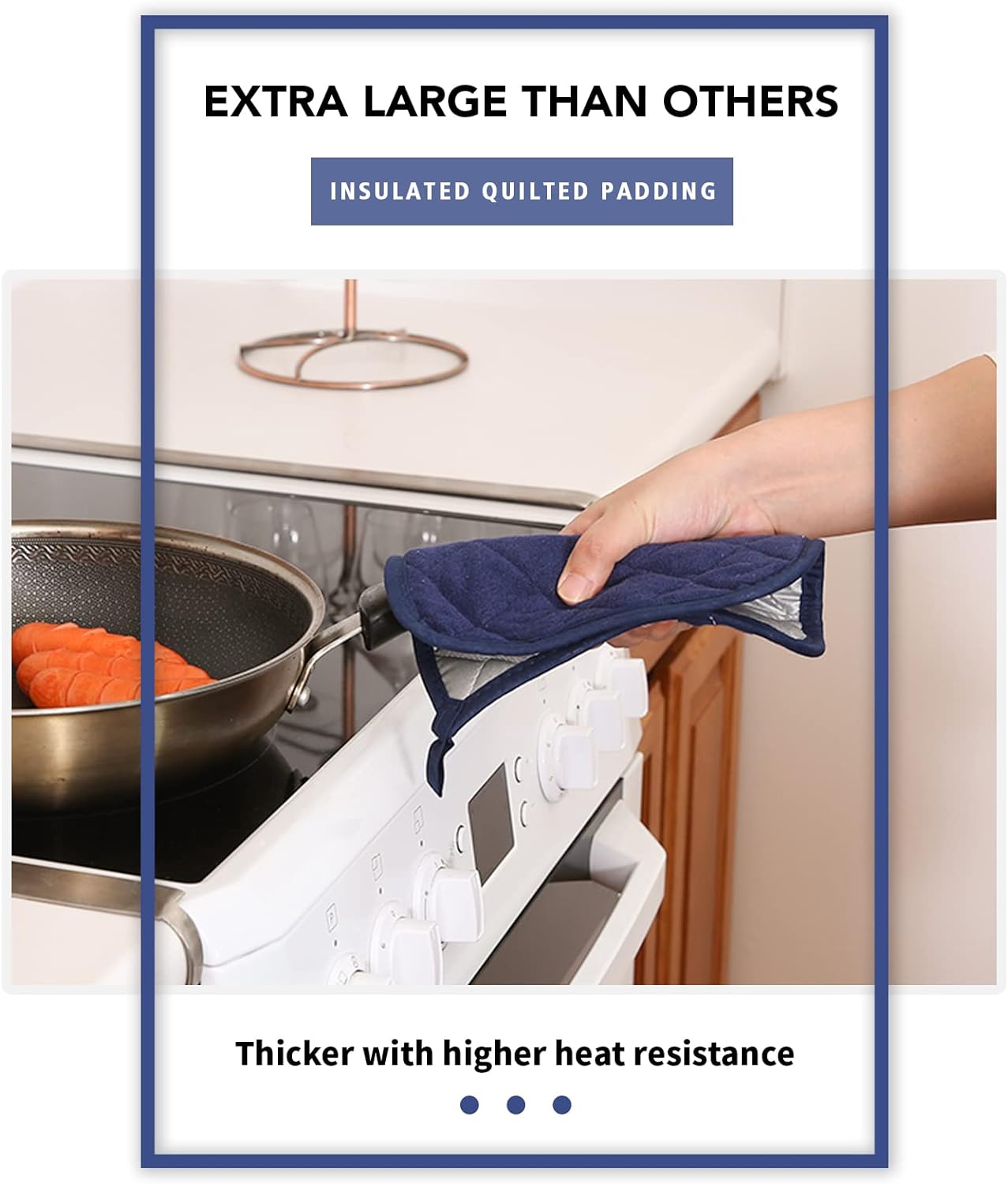 Joyhalo 4 Pack Pot Holders for Kitchen,Cotton Oven Holder with Great Heat Resistance,Non Slip Hot Pads for Kitchen Clearance,Dark Blue