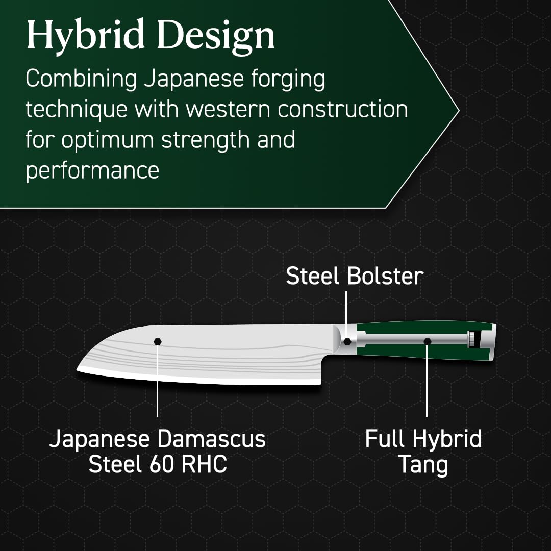 7" Japanese Damascus Stainless Steel Santoku Knife (7-Inch Santoku Knife)