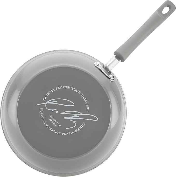 Rachael Ray Brights Nonstick Cookware Pots and Pans Set, 14 Piece, Sea Salt Gray