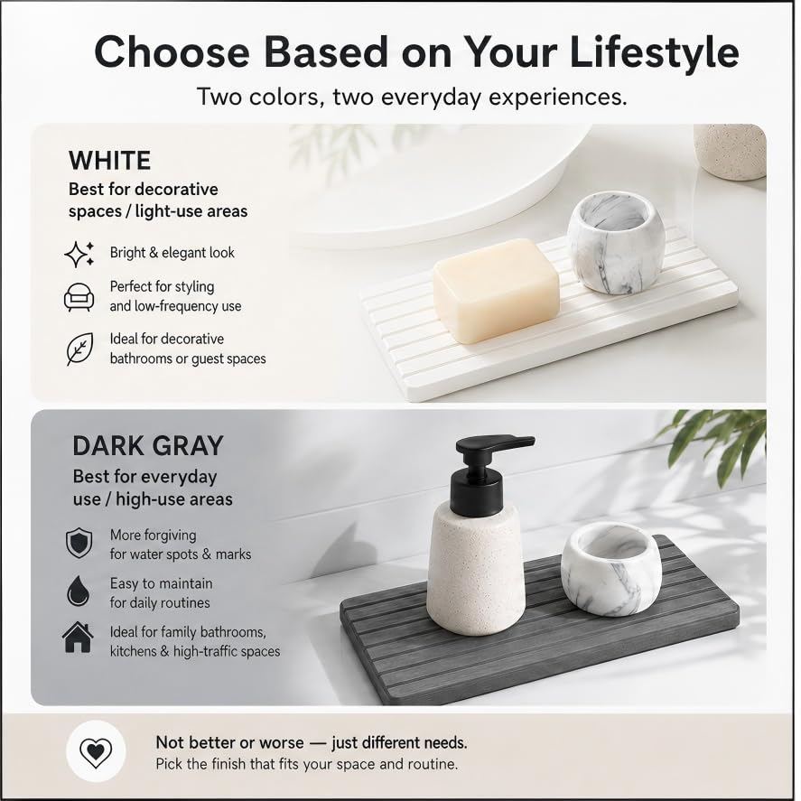 2PCS Water Absorbing Stone Drying Tray Mat for Bathroom Sink & Kitchen Counter Faucet Organizer