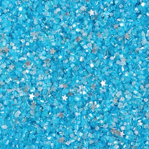 Sanding Sugar Edible Silver Glitter Stars Mix (3.5 Ounce)