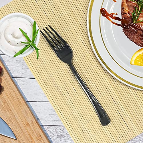 12 Pack 17.7x11.8 Bamboo Placemats (Natural 4pcs,brown 4pcs,black 4pcs / Set of 12)