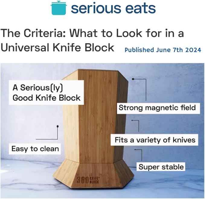 (Walnut) ROTATING Magnetic knife block - SeriousEats/ATK/Cooksillustrated BEST Universal Knife Block - handmade in Washington