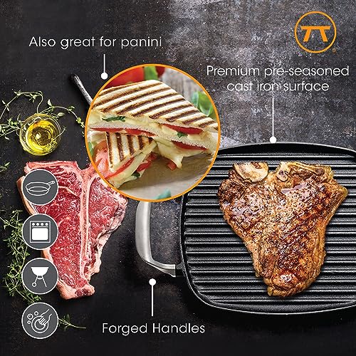 Cast Iron Grill Pan With Ridges 8.5” x 14.25” x 1.5”