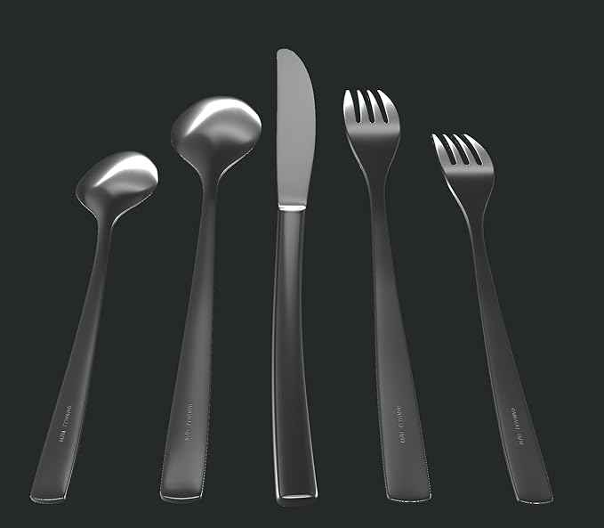 Modern Sleek Silverware Set - 18/10 Stainless Steel Flatware Set for Elegant Dining - Dishwasher Safe Cutlery Set -Built to Last Commitment (60-Piece)