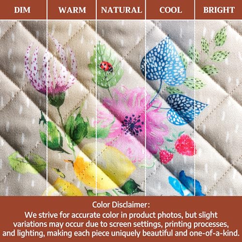 Pot Holders 100% Cotton Potholders (105 - Jardin D'ete - Fog / 8" x 8" (Pot Holder Pack of 2))